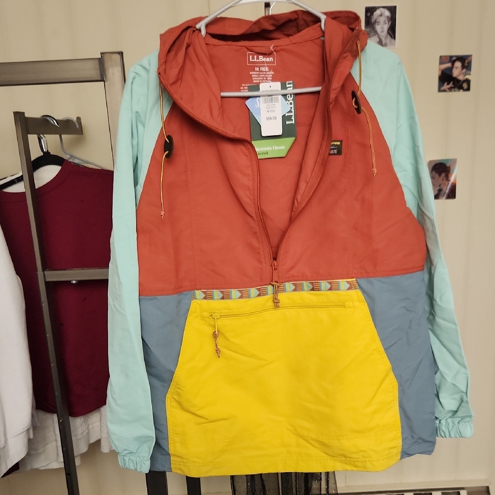 L.L. Bean Multi‑Color Ski Jacket — Rust, Yellow, Light Blue, Gray